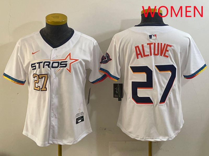 Women Houston Astros 27 Altuve White Fourth generation Joint Name 2025 Nike MLB Jersey style 4